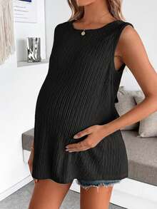 SHEIN Áo hai dây hở lưng màu trơn, kiểu dáng thường ngày, có nơ trang trí, dành cho bà bầu, thích hợp cho mùa hè. - màu đen - Xem 7