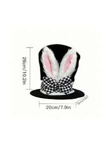 1pc Easter Day White Rabbit Top Hat Alice Wonderland Cosplay Bunny Bowler Men Women March Hare Costume Accessory Topper With Ears - Black - View 6