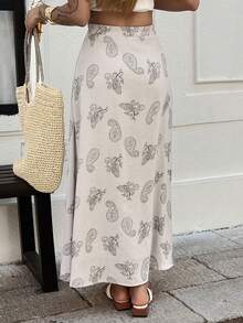 DAZY Chân váy chữ A in họa tiết thường ngày dành cho nữ - Màu be - Xem 6