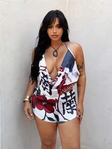 Rustia 2pcs/Set Fashionable Spaghetti Strap Camisole Top And Bodycon Mini Skirt, Sexy Vacation Outfit - Multicolor - View 1