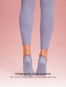 GLOWMODE 3 Pairs Yoga & Pilates Non-Slip Grip Socks With Seamless Toe Construction Yoga Daily - Light purple - View 5