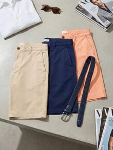 paquete de tres Bermudas lisas para hombre - paq84 - Ver 2