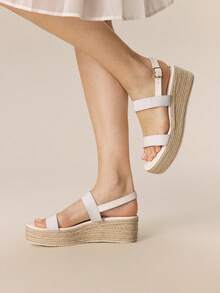 Styleloop Women's Woven Rope Platform Wedge Sandals, Vacation Style BOHO Chic Retro American Western Music Festival Party Outfit Valentine's Day Holiday Travel Essential Boho Cowgirl Outfit - White 1 - View 7