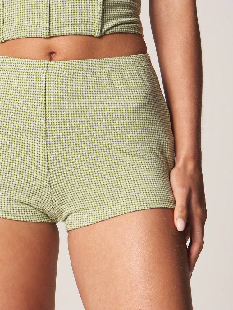 MISSGUIDED Short taille haute micro à carreaux avec fermeture éclair devant, style vintage rétro pour festival d'été