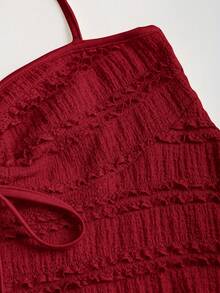 Sweetra Women Ruched Knot Halter Neck Cami Top Y2K - Red - View 4