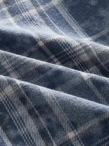 HIMLAND Camisa casual de manga corta con botones delanteros a cuadros para hombre, verano - Azul lavado oscuro - Ver 7