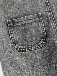 Girls' Floral Pattern Minimalist Bib Pants - Light Grey - View 6