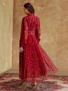 ZEYLAH Elegant Romantic Loose Flare Sleeve Dress With A-Line Pleated Hem, Spring/Summer - Multicolor - View 4