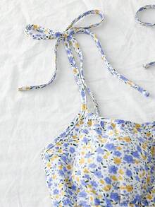 Trelyra Women's Spaghetti Strap Tie-Up Ditsy Floral Mini Dress - Multicolor - View 4