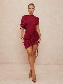 Lumalex Premium Party, Spring Festival, Wedding Mini Dress For Women,Summer Dresses For Women - Burgundy - View 3