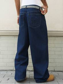Manfinity EMRG Quần jeans American Vintage màu xanh nhạt, thêu họa tiết ở túi sau. - Màu xanh lam - Xem 7