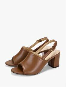 Alvarani 2.5 Inch Heel Height Women's High Heel Sandals, New Spring/Summer Minimalist Easy-To-Match Work Shoes, Casual Open Toe Mid Heel With Ankle Strap - Mocha Brown - View 5