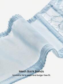 LUVLETTE Woman Blue Lingerie Full Coverage Side Support&Breathable Underwire Sexy Unlined Lace & Mesh Sheer Minimizer Bra - Blue - View 9