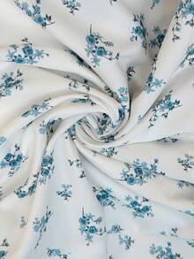 SHEIN Maternity Summer Casual Flowy White Blue Floral Midi Skirt,Holiday Baby Shower Elastic Waist Extra-Wide Gathered Long Skirts For Pregnant Women - Blue and White - View 9