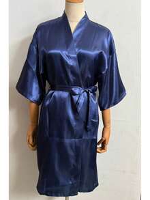 Wedding Party BathRobe With Golden Letters Kimono Pajamas Bridesmaid Robe Dressing Gown, Suitable For Bride, Bridesmaids, Vacation, Party, Birthday - Multicolor - View 3