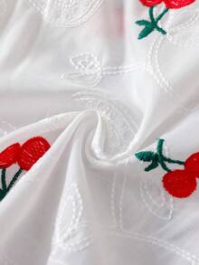 Vintaside Kids 少女甜美樱桃刺绣无袖上衣和宽松长裤套装，适合日常外出、休闲旅行、家庭聚会和度假穿着，春夏款 - 彩色 - 查看 6