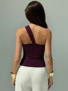 Aloruh Women's Vacation Style Ruched Bandeau Top, Romantic Purple Bohemian Fitted Pullover - Purple - View 2