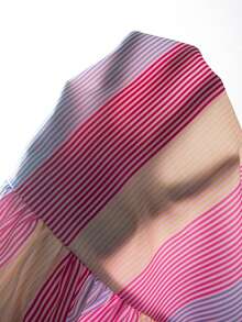 SHEIN Baby Girl Summer Casual Vacation Style Contrast Color Striped Print Ruffle Hem Spaghetti Strap Dress - Multicolor - View 8