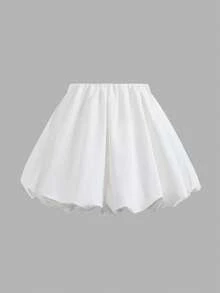 SHEIN 少女夏季休闲度假白色高腰迷你碎花裙 - 白色 - 查看 2