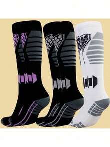 Skiing Socks, Men's Winter Warmers, Women's Compression Stockings, Professional Cycling, Hiking, Running, Trekking, Long Tube Socks - Multicolor - View 14