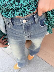 DAZY Tween Girls' Casual Everyday Commute Fashion Washed Flare Jeans - Blue - View 1