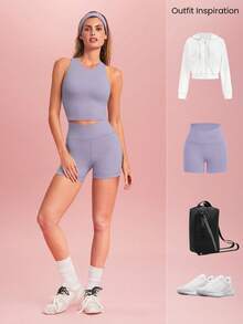 GLOWMODE Intertwine Tank Top Bra Low Impact Yoga Daily Fall Winter - Purple - View 6