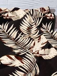 EMERY ROSE Women's Casual Coconut Tree Print Shirt, Elegant Resort Style, Suitable For Summer - Multicolor - View 6