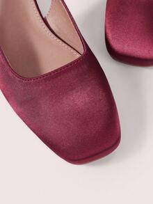 CUCCOO DOLLMOD 女士新款蝴蝶结高跟酒红色方头时尚优雅厚底高跟单鞋 - 酒紅色 - 查看 5