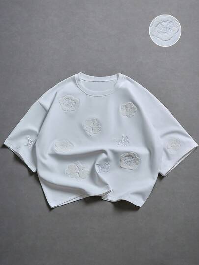 PAVTROS 男士刺绣毛巾，饰有星星、四叶草、花卉和英式图案T恤，适合情人节、春夏、送给男友、狂欢节、复古、街头服饰、派对、圣帕特里克节、外出等场合。