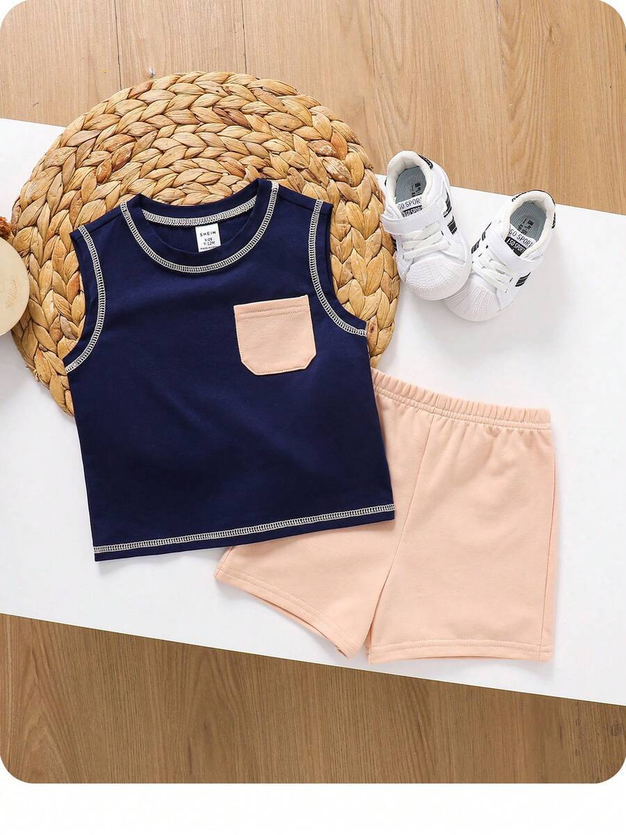 Baby Boys' Crew Neck Sleeveless Casual Outfit, Summer - Multicolor - View 1