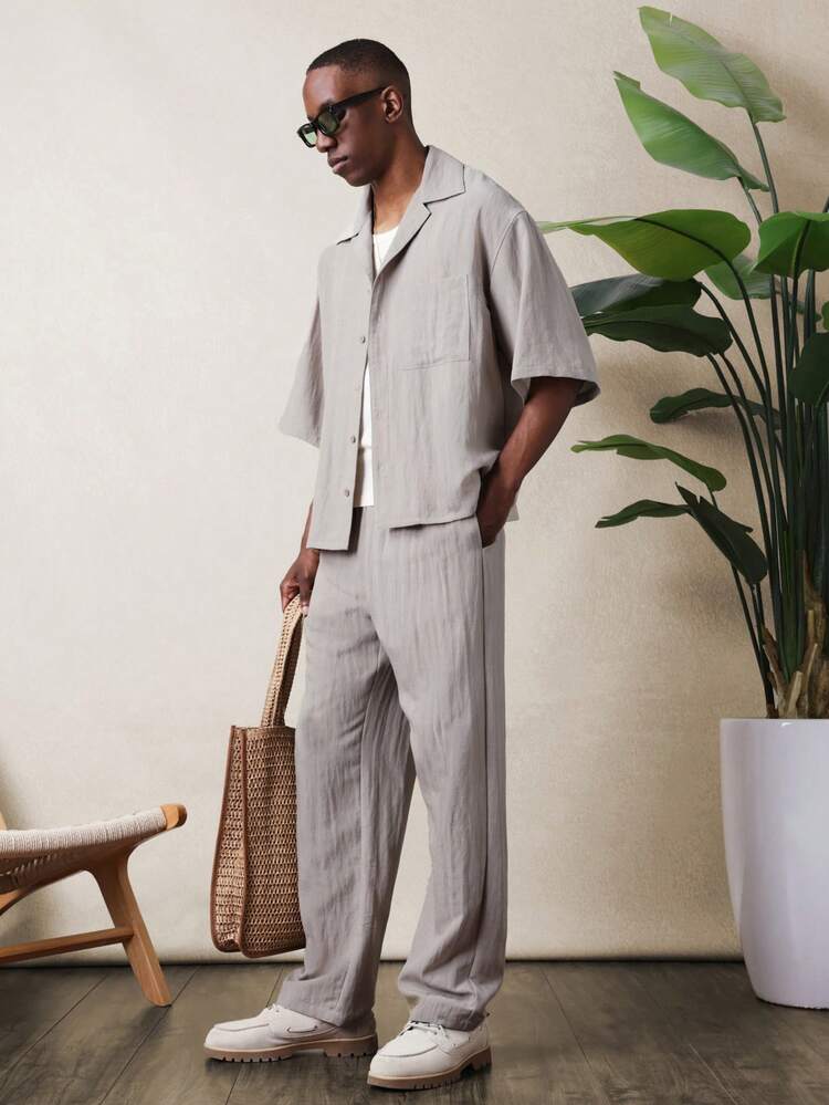 Linen Co-Ord Set With Button Shirt And Pants