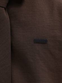 SUMWON Men's Cropped Short Sleeve Button Down Shirt With Tie Detail Regular Fit Collared Top Casual Business Wear - Coffee Brown - View 6