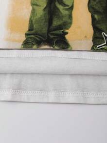 Men's Handmade Spray Painted Outline Figure Print Loose Fit Tank Top, Retro Street Style - White - View 5