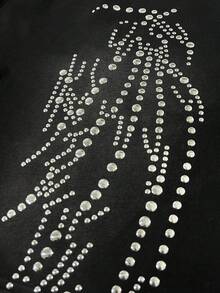 ROMWE MEN Men's Sparkling Rhinestone Studded Zebra Print Shorts - Black - View 4