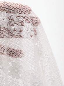 DAZY 荷叶边袖收腰连衣裙，刺绣蕾丝连衣裙，女士婚礼宾客礼服 - 白色 - 查看 8