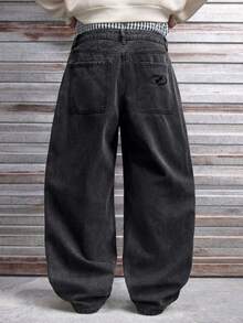 AXEPEAK Men's Grey Washed Casual Pants, Fashionable Flowing Design - Grey - View 2