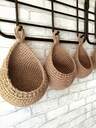 1pc Hand-Woven Wall Hanging Basket, Natural Linen Storage Basket, Bohemian Style, Creative Wall Hanging Storage Bag, Teardrop Shape, Garden Plant Pot Container, Can Store Fruits, Vegetables, Garlic And Onions, Flowers, Kitchen Decoration, Garden Decoration, Suitable For Home Living Room And Kitchen Decoration, With A Natural Feel, Craft Basket, Wedding Gift Decoration Basket.