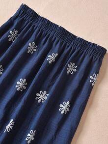 Rusticease Women's Casual Elastic Waist Printed Long Skirt, Summer - Multicolor - View 3