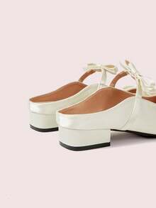 CUCCOO DOLLMOD French Retro Closed Toe Half Slippers Fairy Shoes Wear Spring And Summer New Bow One Pedal Satin Mary Jane Shoes Muller Shoes Sandals - Off-white - View 3