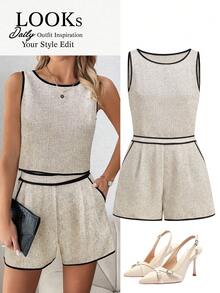 Ellevyn Women's Crew Neck Sleeveless Top And Pocket Shorts Casual Everyday Commute Outfit Women Vacation Outfit Sets Women Two Pieces Sets Short Women's Summer Outfits Women Shorts Set Women Clothes Sets Women's Work Clothes For The Office Yatch Outfit Women Ycv9w Discount Code For Woman Dress Work Outfits Women Casual Outfit For Women Women Outfits Sets Rompers For Women Classy Ytk Clothes One Set Women Outfit Classy Coords Outfit For Women Ysk Clothes New Arrival Dress For Women Casual - Multicolor - View 1