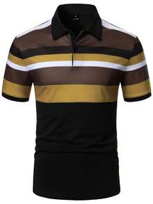 Manfinity Homme Men's Contrast Stripe Short Sleeve Polo Shirt - Multicolor - View 5