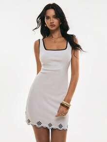 Poéselle Women's Floral Print Casual Date Party Mini Dress - White - View 7