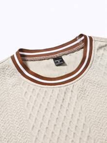 Manfinity Homme Men's Knitted Jacquard Textured Solid Color Ribbed Tank Top Set - Khaki - View 5