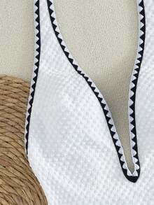 Bonvoyette Women's Deep V-Neck Backless One-Piece Swimsuit, Suitable For Beach & Holiday, Spring/Summer - White - View 5