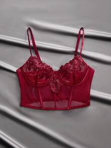 EmpressEnvy Lingerie da donna ricamata bordeaux, pizzo sexy e floreale, elegante e affascinante per vacanze, appuntamenti e uso quotidiano - Bordò - Visualizzare 7