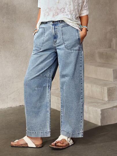 EMERY ROSE 女士休闲宽松牛仔裤，带口袋