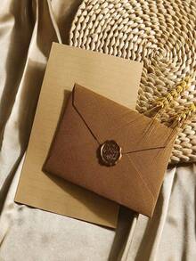 1 Set/10 Sets Deluxe Linen Envelope And Letter Set With Wax Seal - Perfect For DIY Gifts, Wedding Invitations And Office Use - Multicolor - View 12