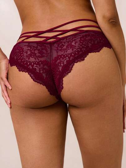 SHEIN BAE 3 条装花卉蕾丝交叉内裤内衣