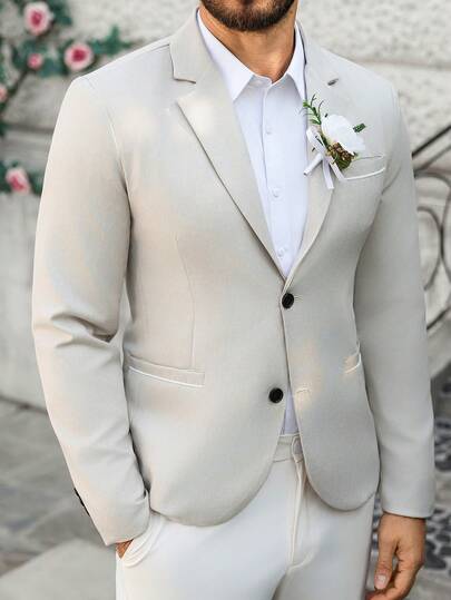 Manfinity Mode Chaqueta de traje de hombre de cuello alto, manga larga y abotonadura sencilla, adecuada para ir al trabajo y uso diario