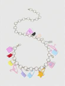 ROMWE Street Life Y2K/Harajuku Style Dopamine Waist Chain Belt, Hand-Crafted Intricate Design, Random Style, Suitable For Everyday Wear Summer, School Fall, Autumn, Halloween - Contrast Color Bag High Heels Series Waist Chain - View 9